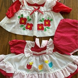 Vintage 70’s Celanese Fortrel Infant Dress Lot: Flowers, Tulips, Birds